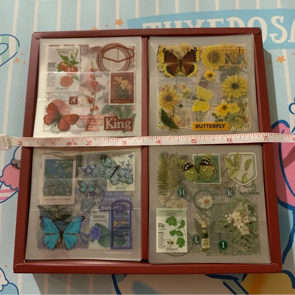 Set of 100 Small Sheets of Vintage Style Stickers
